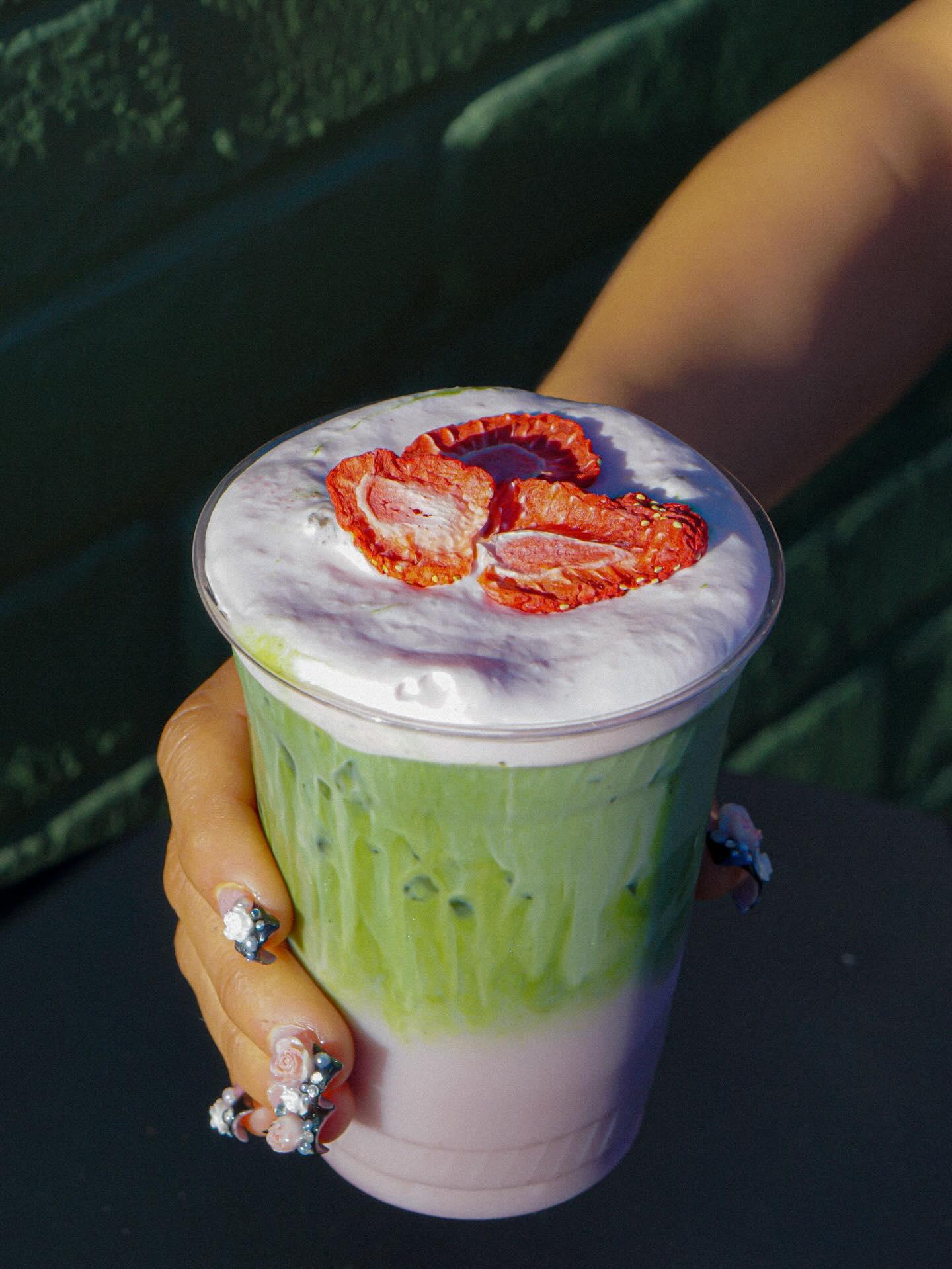 Layered iced matcha